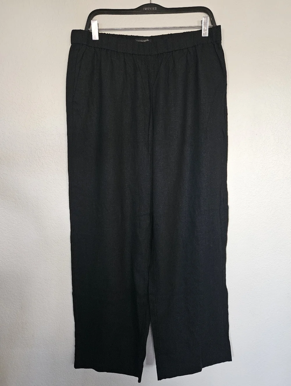 Banana Republic Straight Wide Leg Linen Blend Elastic Waist With Pockets